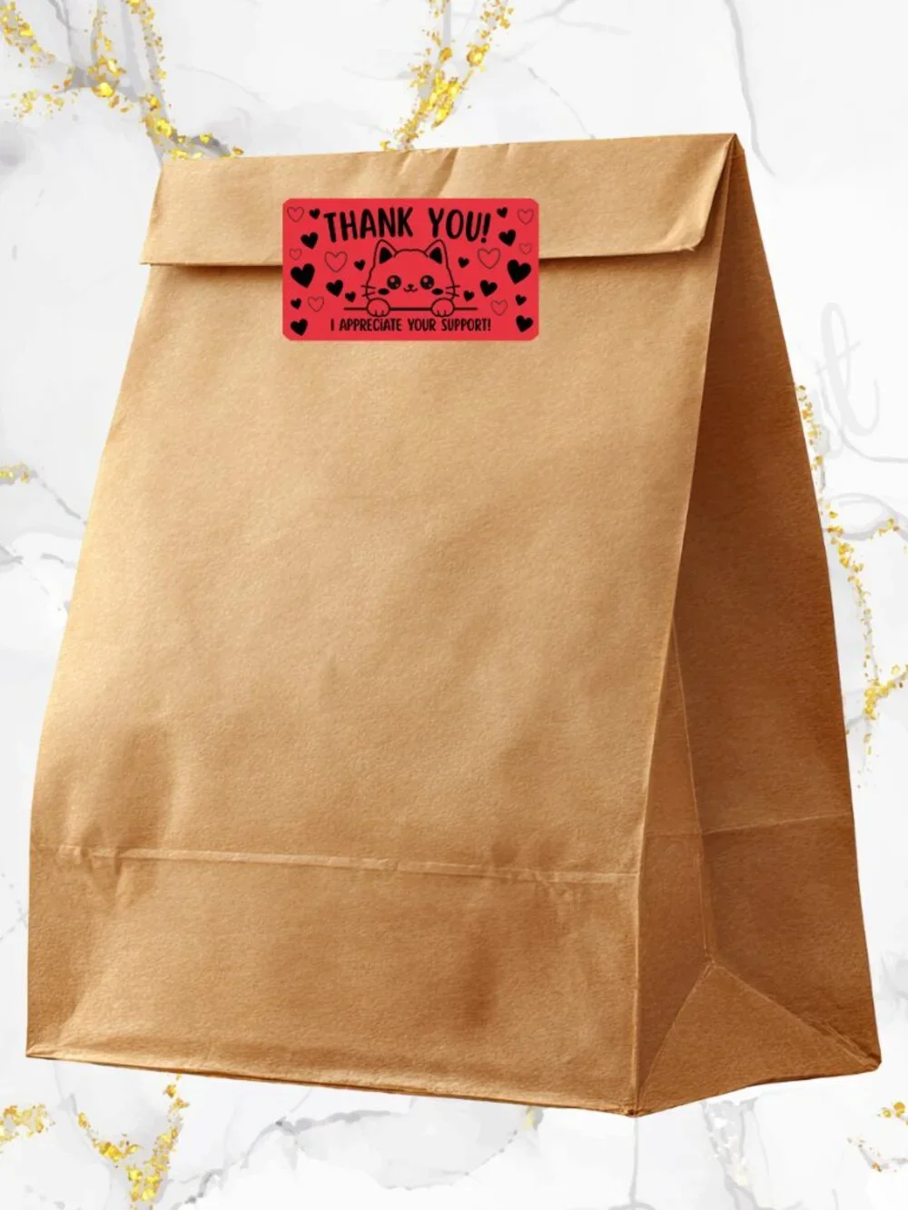 100 Cute Cat Thank You Stickers for Packaging | Small Business Labels